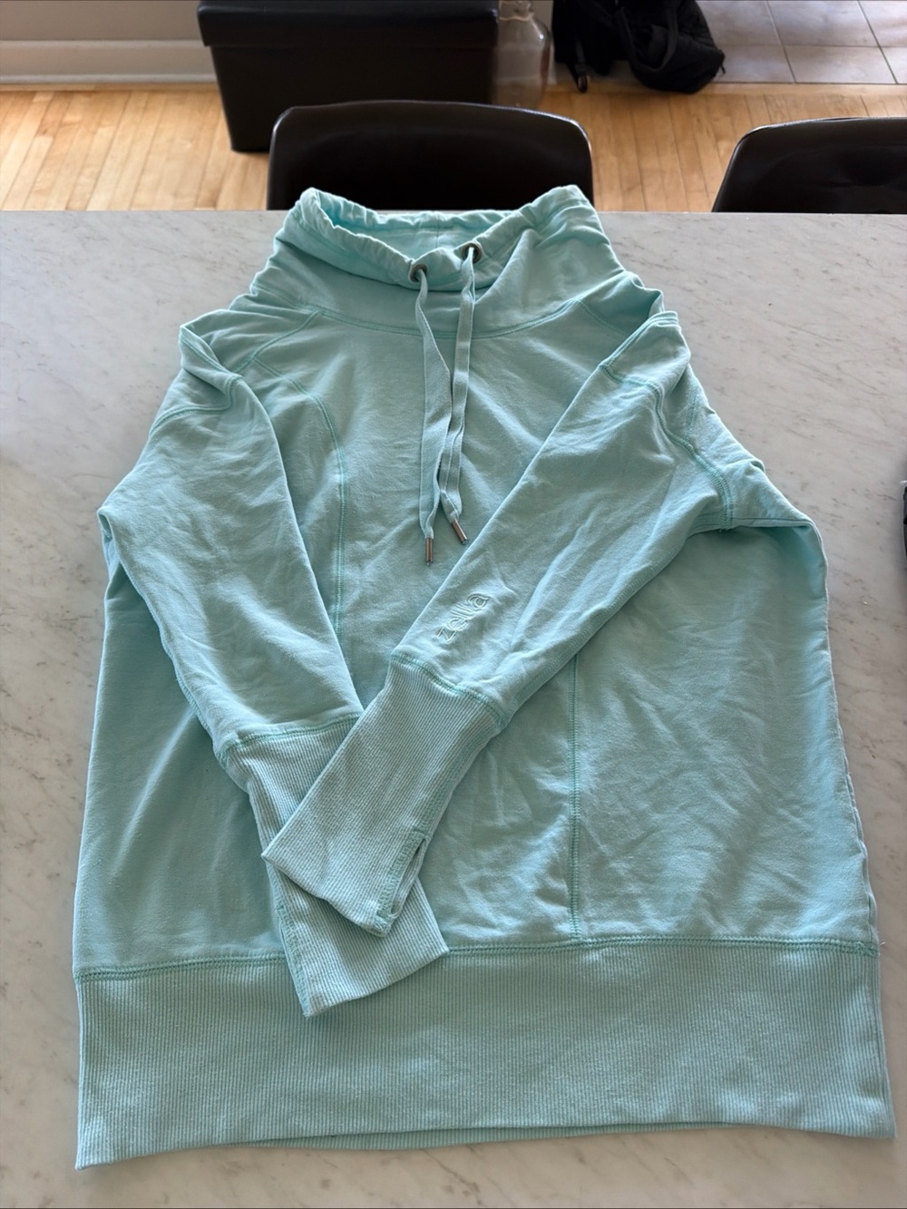 Zella Sweatshirt Women's Cowl Neck Drawstring Pullover Teal Medium